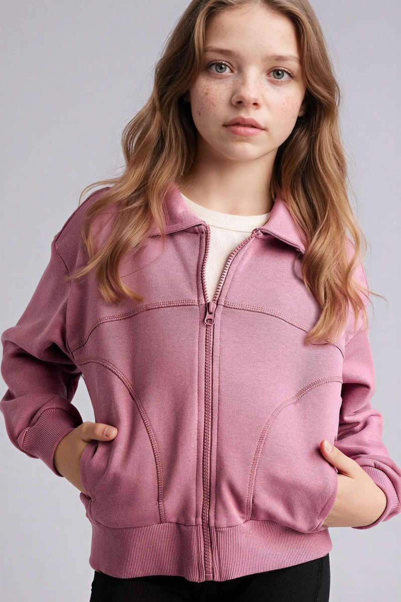 DeFacto Pink Girl Girl Zip-Up Cardigan Casual - Image 3